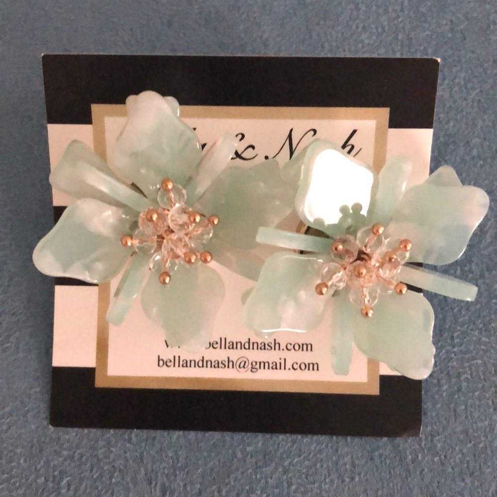 Light turquoise flower earrings